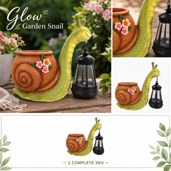 Garden Decorations Outdoor, Whimsical Garden Decor, Patio Garden Planter, Outdoor Decorations for Yard, 1Pc 8X8X4.5 Inch Snail Shaped Terracotta Style Flower Pot Statue with
