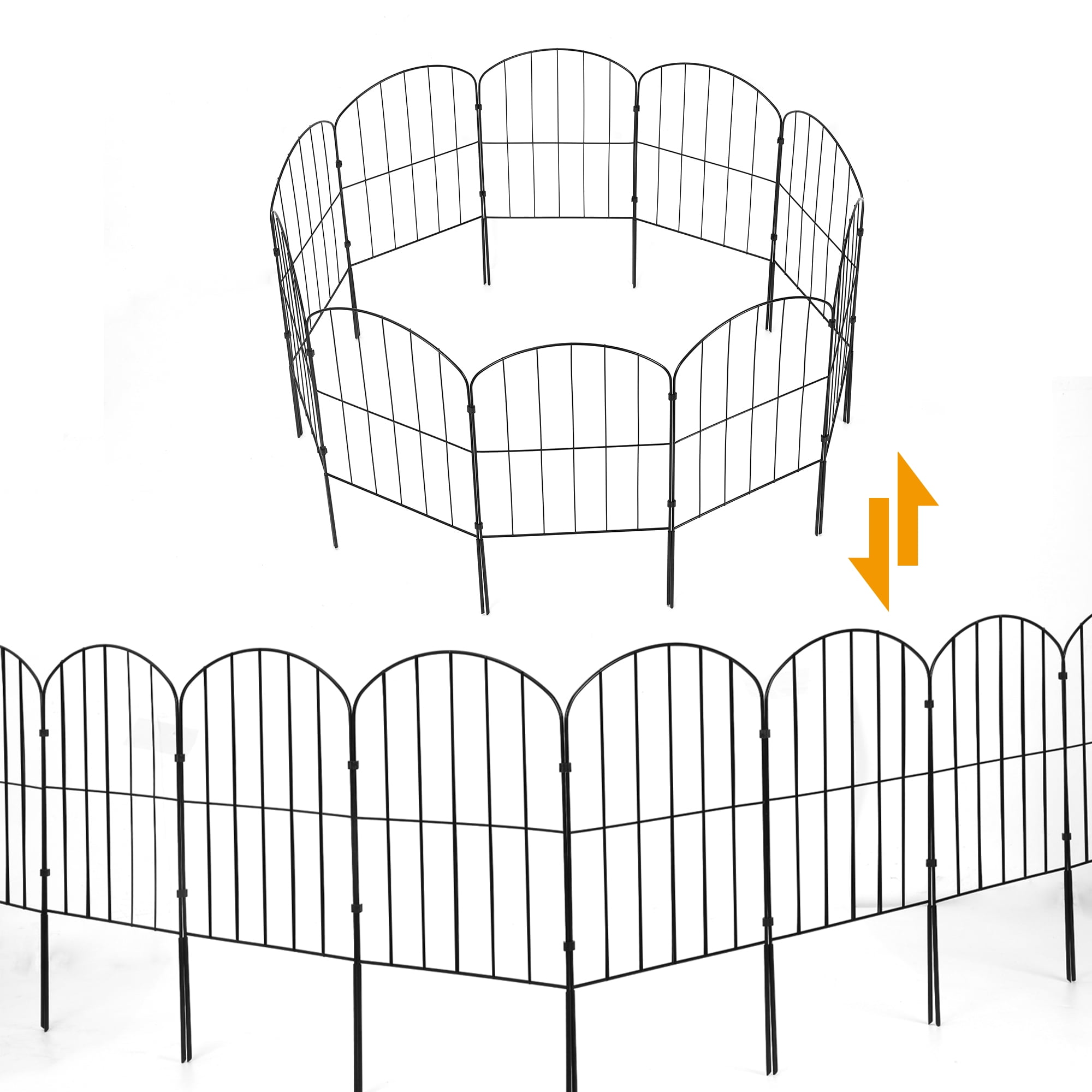 Garden Decorative Fence, Pack Of 10, 10 Ft L x 24 In H, Rust Resistant Wire Panels, Dog & Animal Barrier, Patio Lace, Landscaping, Outdoor Decoration