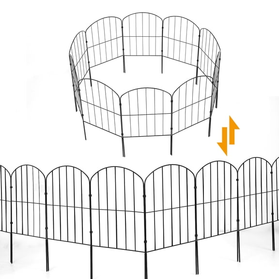 Garden Decorative Fence, Pack Of 10, 10 Ft L x 24 In H, Rust Resistant Wire Panels, Dog & Animal Barrier, Patio Lace, Landscaping, Outdoor Decoration