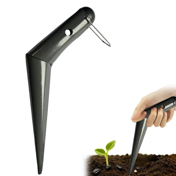 Garden Dibber Seeding Tool, 11 Inch Wooden Handle Dibber for Planting Bulbs Seeds Seedlings, Handheld Soil Hole Maker for Flower Beds Vegetable Gardens Transplanting