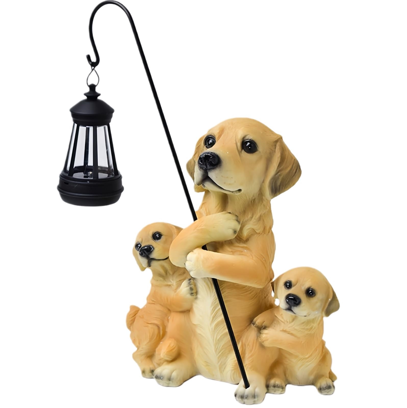 Garden Dog Statues Outdoor Decorations, Solar Lights Outdoor Puppy Statue, Outdoor Animal Statues with Solar Lantern for Patio, Lawn, Yard Art Decoration, Housewarming Garden Gift