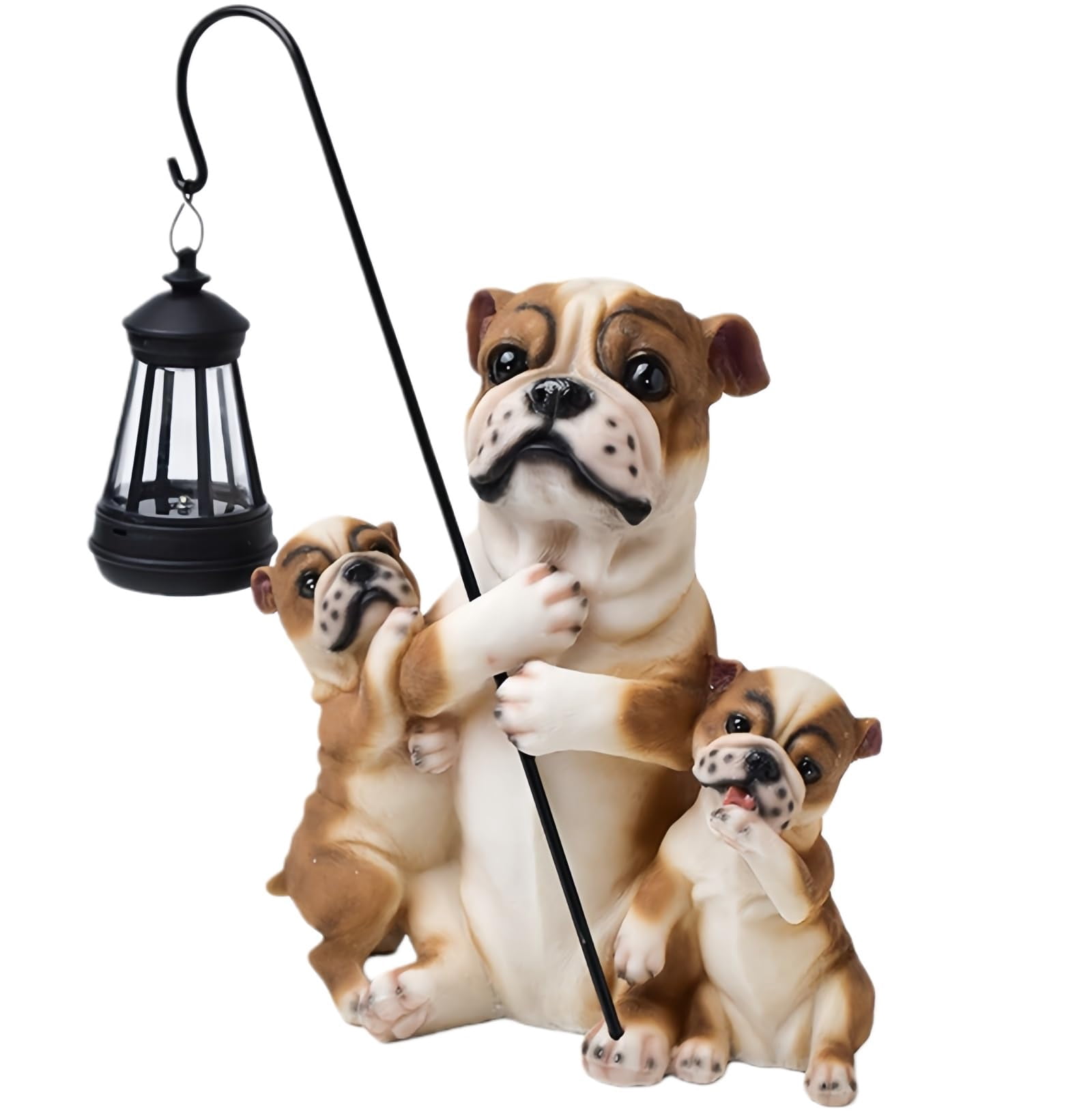 Garden Dog Statues Outdoor Decorations, Solar Lights Outdoor Puppy Statue, Outdoor Animal Statues with Solar Lantern for Patio, Lawn, Yard Art Decoration, Housewarming Garden Gift