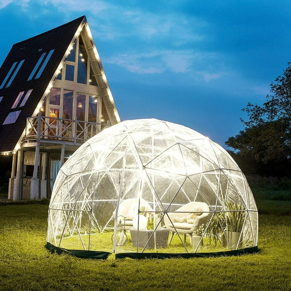 Garden Dome Tent 12FT Clear Tent Outdoor for Garden, Weather Proof Pod Camping Patio Tent for Backyard Canopy Gazebos Screen House Room Lean to Greenhouse