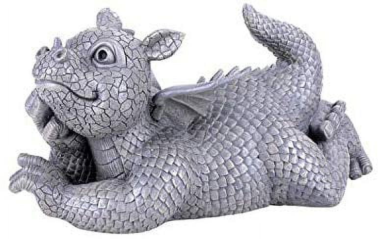 Gray Resin Daydreaming Dragon Garden Sculpture
