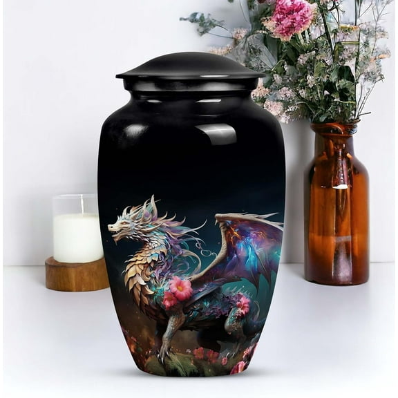 Garden Dragon Enchantment Urn,Memorial Urn for Human Ashes,Decorative Urn, Personalized Funeral Urn,Majestic Tribute Urn,for Male and Female