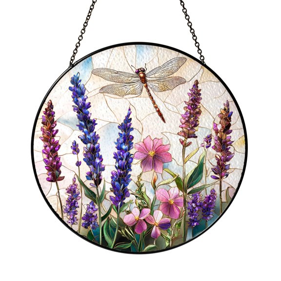 Garden Dragonfly Decorative Window Hanging – Stained Glass Style