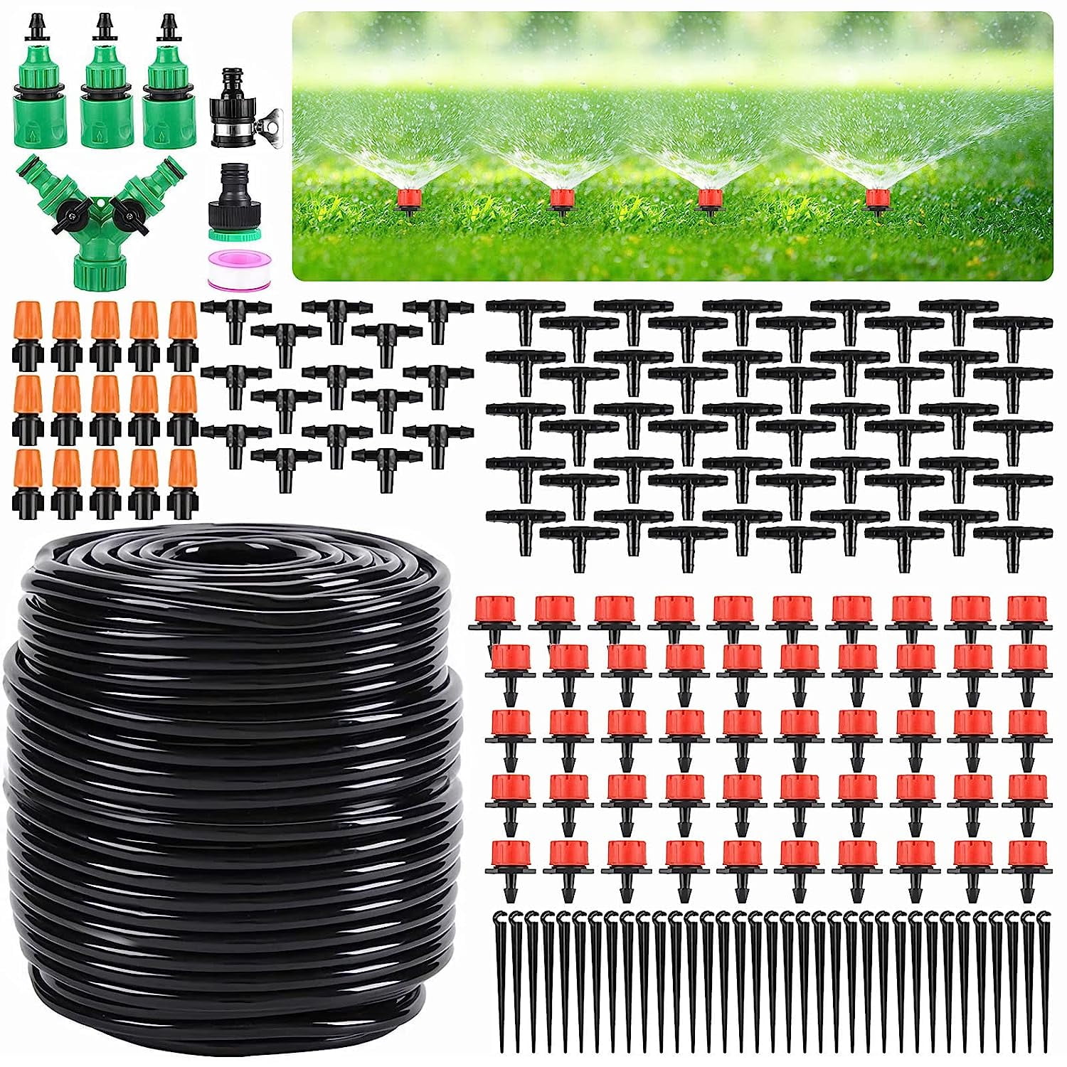Garden Drip Irrigation Kit, 164 ft/50 m Greenhouse Automatic Drip