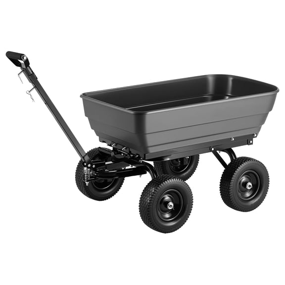 Garden Dump Cart, 1200 lbs Poly Dump Cart, 7 Cu. Ft. Garden Carts Dumps Wagon with 2-in-1 Convertible Handle, 90 Quick-Dumps Mechanism, 180 Swivel Wheels, Yard Wagon for Plants, Soil, Crops