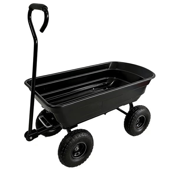 Garden Dump Cart, 600 LBS Heavy Duty Utility Wagon for Soil, with Quick Release & 10" Flat-Free All-Terrain Wheels