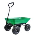 thumbnail image 1 of Garden Dump Cart, Camping Outdoor Wagon with 180° Rotating Handle and 10" No-Flat Tires, Practical Heavy Duty Yard Cart and Wagon, Quick Release Utility Wheel Barrow Trolley, Green/Black, 1 of 8