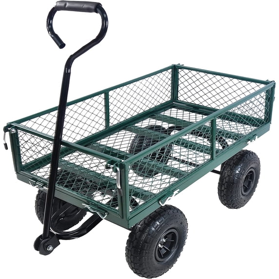 Garden Dump Cart - Large Capacity, Removable, Sturdy, Green, Outdoor Use