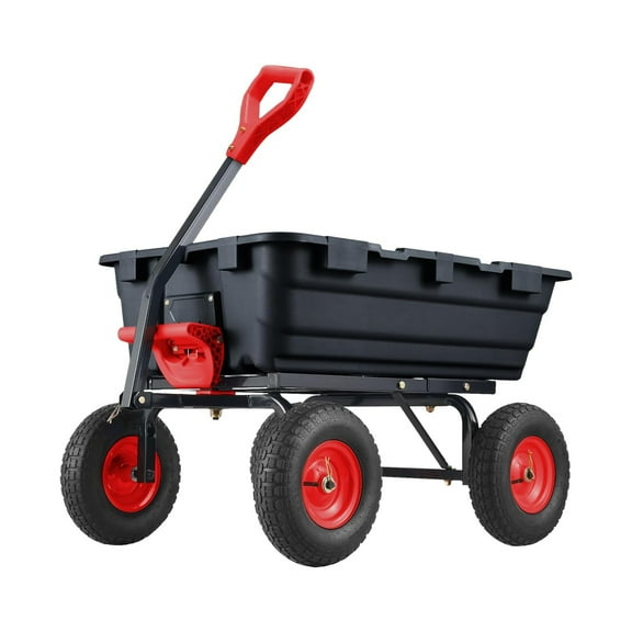 Garden Dump Carts, Heavy Duty Yard Cart, 800 Pound Capacity, 10 Inch Tires with Steel Frame for 180°Quick Release Dumping, Perfect for Plants, Soil, Sand, Decorative Rocks in Courtyard, Beach
