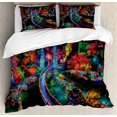 thumbnail image 1 of Garden Duvet Cover Set, Colorful Christmas View at Buchart Gardens Celebrations Seasonal Nature Picture, Decorative 3 Piece Bedding Set with 2 Pillow Shams, Calking Size, Teal and Red, by Ambesonne, 1 of 3
