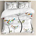 thumbnail image 1 of Garden Duvet Cover Set King Size, Colorful Dandelions Stems Buds Leaves Bedding Plants Wildlife Meadow Cottage Theme, Decorative 3 Piece Bedding Set with 2 Pillow Shams, Multicolor, by Ambesonne, 1 of 3