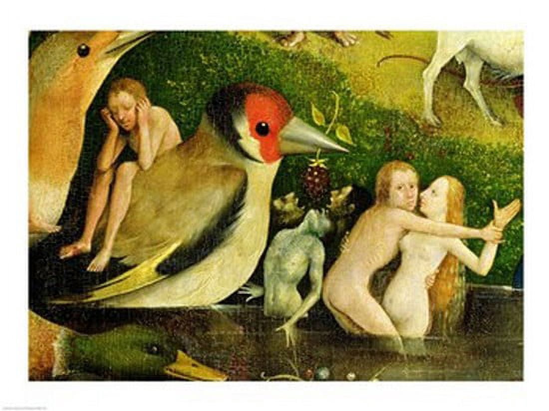 The Garden of Earthly Delights Allegory of Luxury central panel of triptych detail of couple in the water and a bird c1500 Canvas Art - Hieronymus Bosch (24 x 18)