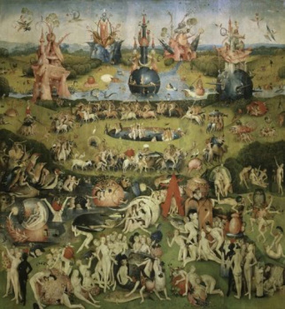 The Garden of Earthly Delights (Center Panel) c 1510 Hieronymus Bosch (c 1450-1516Netherlandish) Oil on Panel Museo del Prado Madrid Canvas Art - (18 x 24)