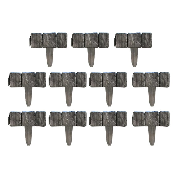 Garden Edging - 10-Piece Outdoor Decorative Flower Bed Border Set for Landscaping - Interlocking Stone Trim with Stakes by Pure Garden