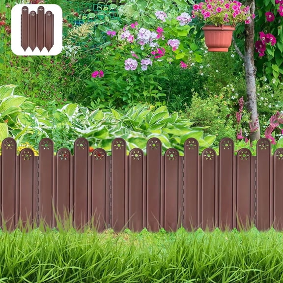 Garden Edging - 1pcs Plastic Garden Fence Edging,Single Piece Garden Fence Border Size:9.8x8.3in, Decorative Lawn Landscape Panels Elements