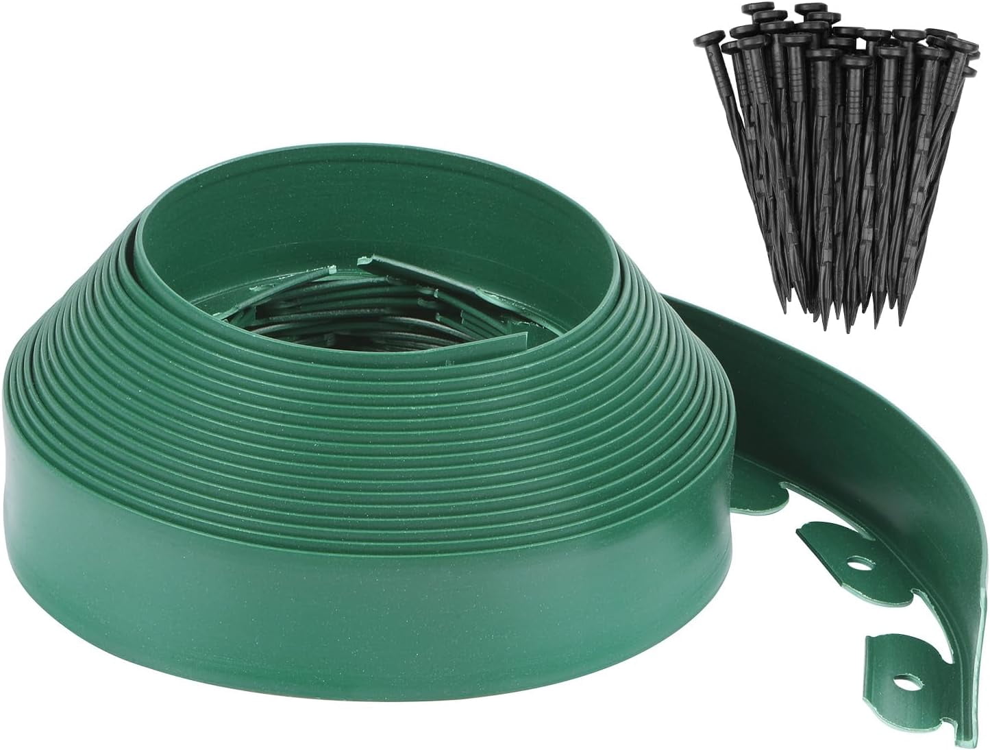 Garden Edging - 40 Feet Plastic Landscaping Edging Border with 36 PCS Spikes Apply to Flower Beds/Grass Lawn/Yard (40FT x 2.36IN, Green)