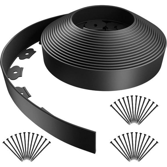 Garden Edging 40FT Landscape Edging Kit 2 Inch Height Plastic Garden Border No Dig Lawn Border for Yard Flower Bed with 36 Stakes