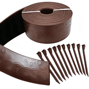 Garden Edging, 5 inch Terrace Board, Tall Landscape Coil Edging for Garden Border, Flower Beds, Lawn and Pathways, 40 ft, 24 Stakes, Brown