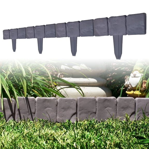 Garden Edging Border 20 Pack, 4" Tall Stone Effect PVC Landscape Edging, Heavy Duty No Dig Border for Yard, Flower Bed & Patio