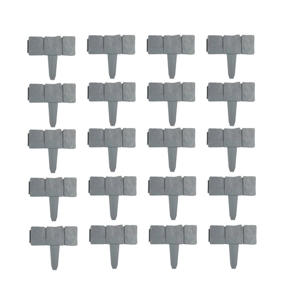Garden Edging Border 20PC Lawn Fence Plastic Cobblestone Effect Landscape Edging, Faux Stone Retaining Panels Interlocking Decorative Trim for Flower Bed Walkway Patio Yard