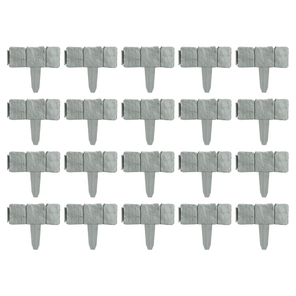 Garden Edging Border, 20Pc Grey Faux Stone Garden Edging Border, No Dig Landscape Edging, Plastic Edging for Landscaping, 10X9 Inch Pound-In Landscape Edging Stakes for Outdoor