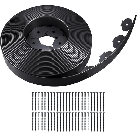 Garden Edging Border, 50FT 2-Inch Flexible Landscape Edging with 48 Stakes, Tool-Free Plastic Lawn Border for Flower Bed Edging Borders, Yard & Landscaping Projects