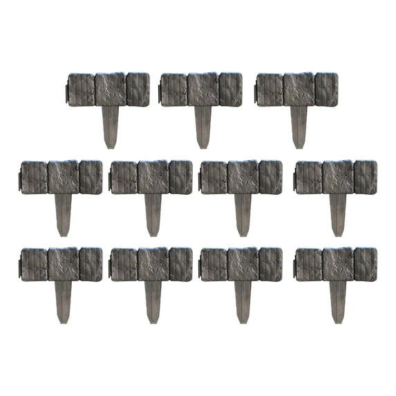 Garden Edging Border, Black Plastic, 10 Piece Set For Yard Landscape Flower Bed