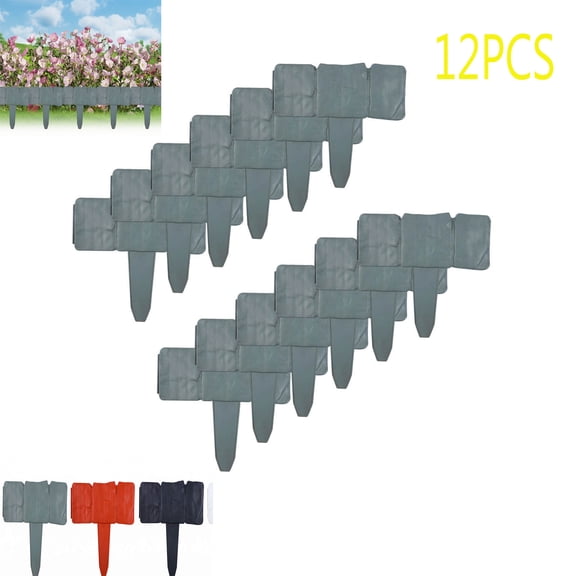 Garden Edging Border, Faux Stone Edging with Easy Installation, 12-Pack Inter Locking Plastic Landscape Border for Yard, Flower Bed, and Lawn, Faux Stone