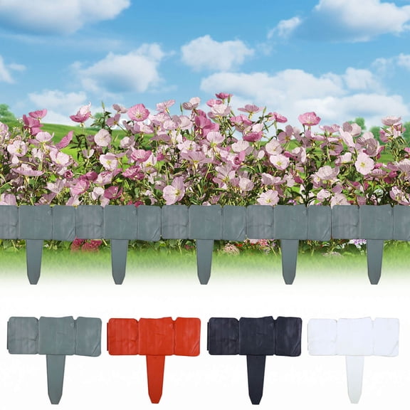 Garden Edging Border, Faux Stone Edging with Easy Installation, 12-Pack Interlocking Plastic Landscape Border for Yard, Flower Bed, and Lawn, Faux Stone