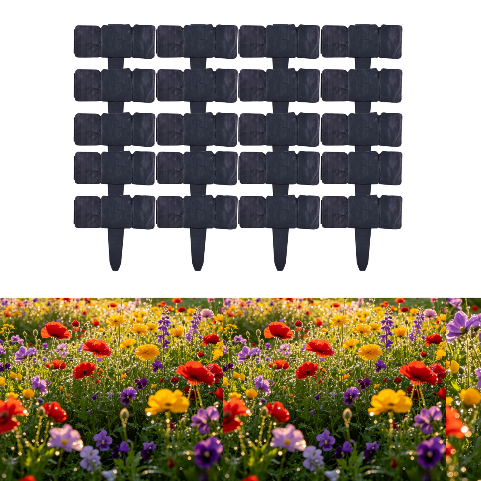 Garden Edging Border, Faux Stone Edging with Easy Installation, 20-Pack Inter Locking Plastic Landscape Border for Yard, Flower Bed, and Lawn, Faux Stone