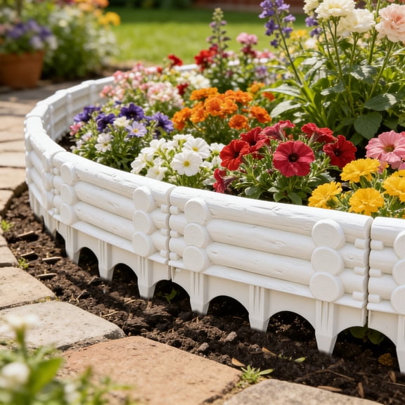 Garden Edging Border No-Dig Beige 12.2 Inch Tall Landscape Edging for Decorate The Garden