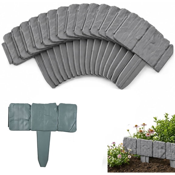 Garden Edging Border, Plastic Lawn Edge,No-Dig Landscape Edging With Built-In Stakes,Create Neat Flower Bed Borders Around Mulch, Paths, And Tree Rings