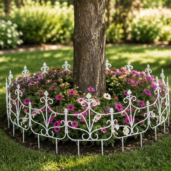 Garden Edging Fence,Snap Together Modular Border Separates Planting Area From Lawn for Yard Landscaping,Bendable Custom Layout Divider For Flower Bed And Vegetable Plot Arrangement(White)