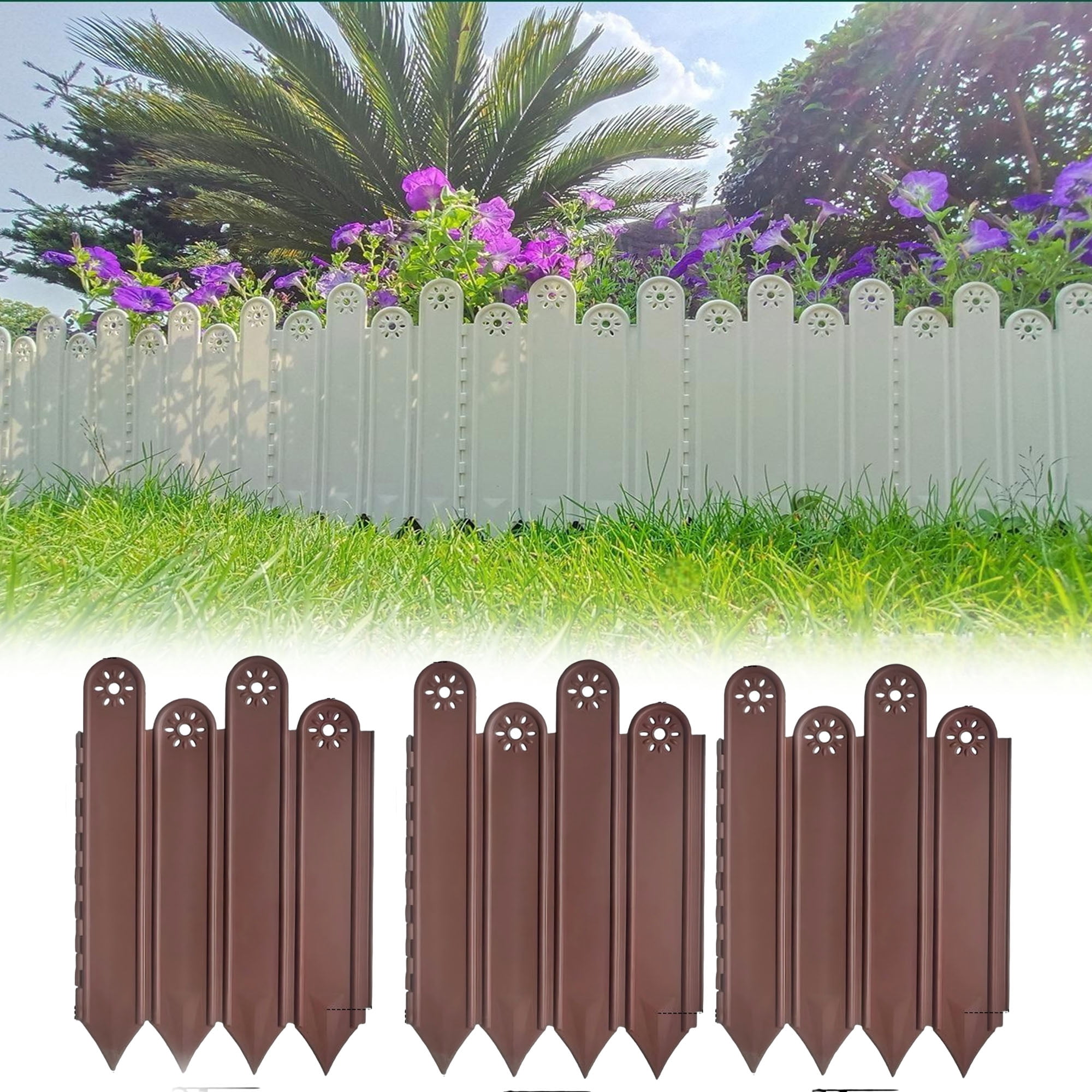 Garden Edging Garden fences,Lawn Garden Fence Edgings 9"X 11" Garden Edging Plastic Landscape Edging with 10Pcs Stakes for The Yard,Lawn Edging,Lawn Garden Flower Beds