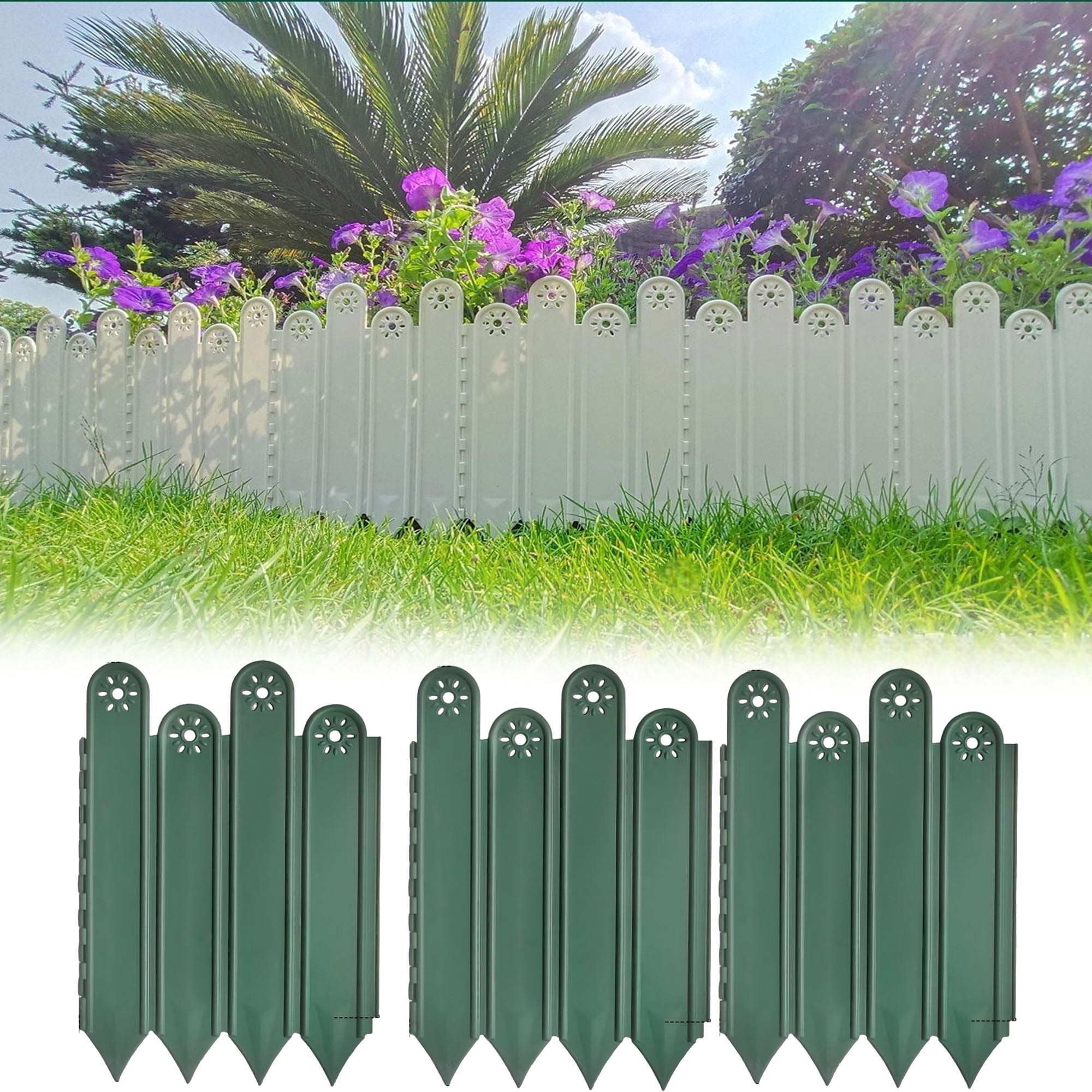 Garden Edging Garden fences,Lawn Garden Fence Edgings 9"X 11" Garden Edging Plastic Landscape Edging with 10Pcs Stakes for The Yard,Lawn Edging,Lawn Garden Flower Beds