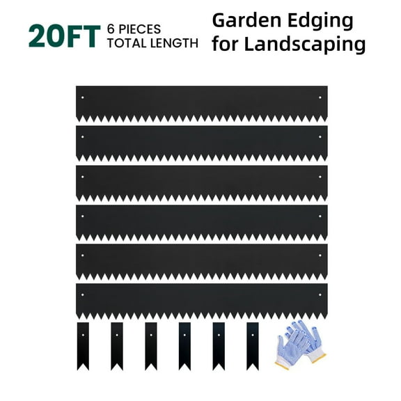 Garden Edging for Landscaping Metal Corten Steel DIY Divider Flower Bed Border Strips Bendable Landscape Stakes Edge Decorative Lawn Grass Plant Yard Outdoor Pathway Hammer-in, Black 8"