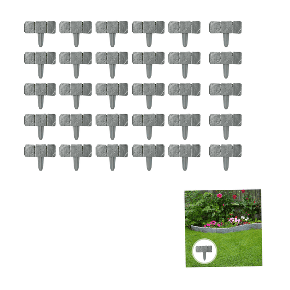 Garden Edging No Digging, 30Pcs Plastic Landscape Edging Border, Cobbled Stone Effect Garden Fence Border for Lawn Flower Bed Yard