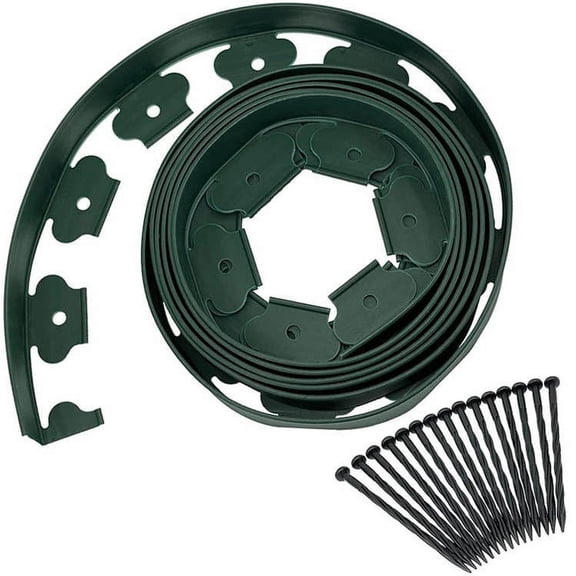 Garden Edging Roll 16.4ft x 1.77in PE Plastic Flexible Border with 40 Spikes Easy Install No Dig for Flower Bed Tree Lawn Landscape