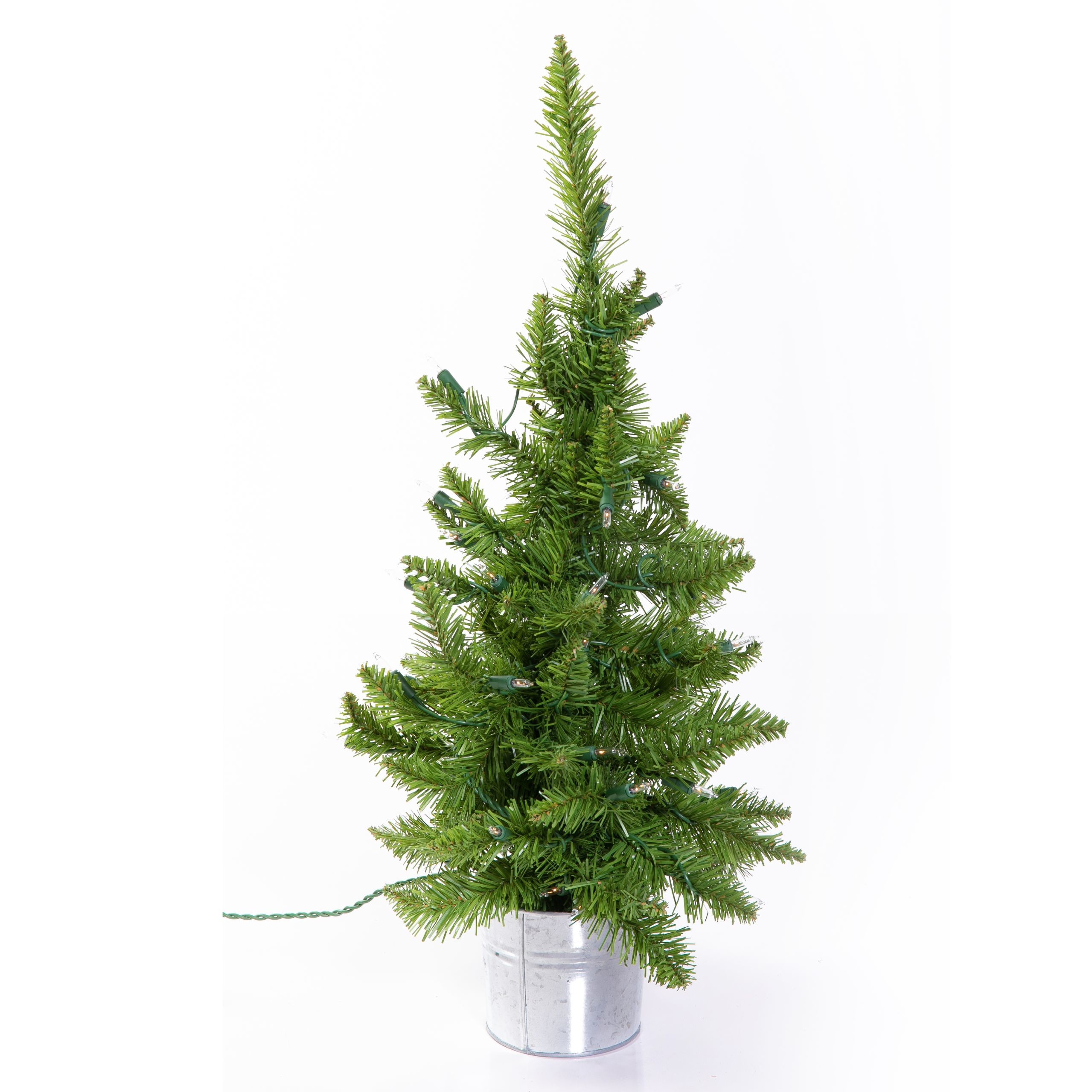 Garden Elements Artificial PreLit Christmas Tree in Silver Tin Pot, 35