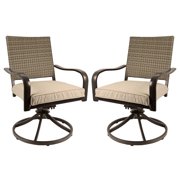 Garden Elements Bellevue Aluminum Woven Back Swivel Rocker, Taupe Pack of 2