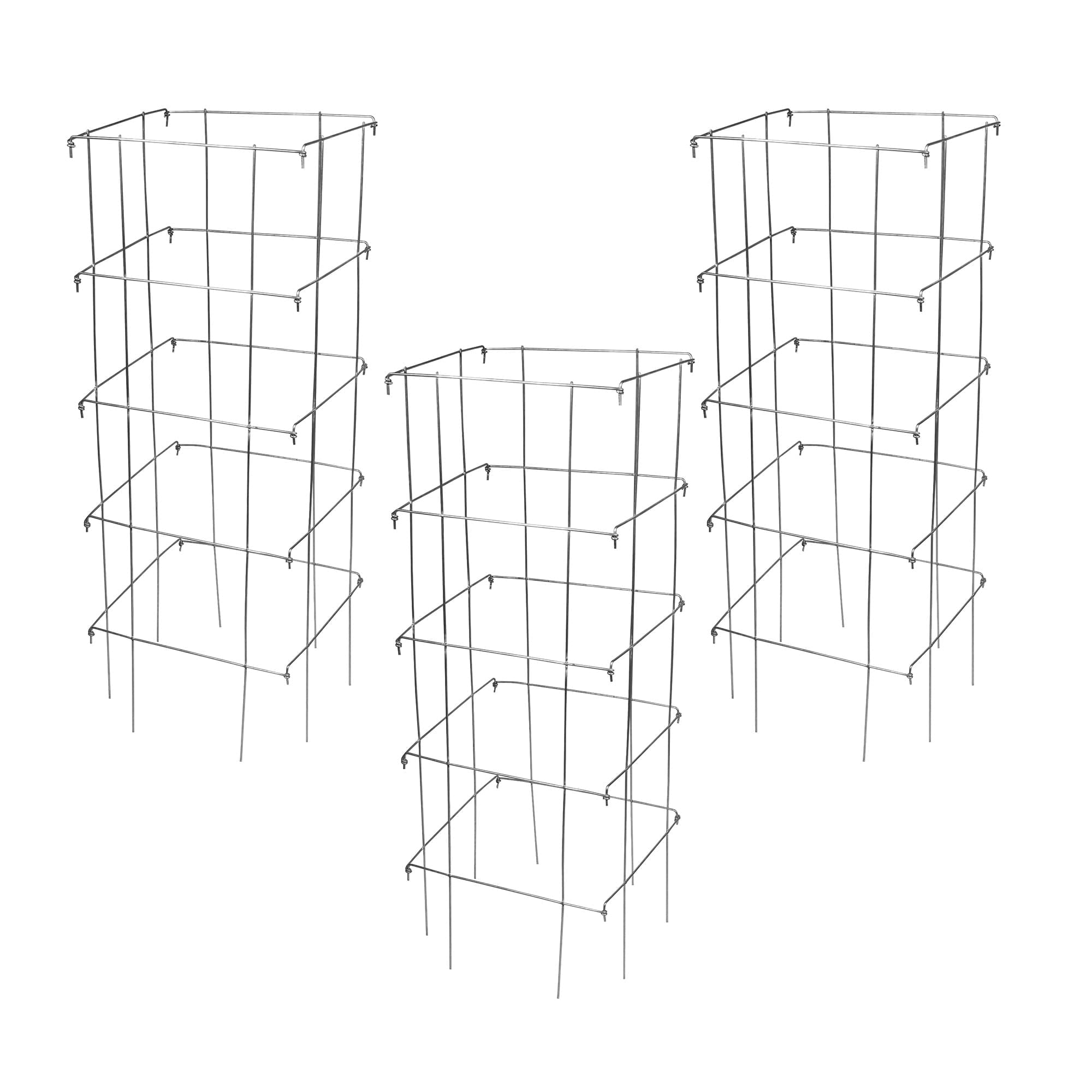 Garden Elements Square 8-Leg Heavy-Duty Collapsible Tomato Cages, 40in H (Pack of 3)
