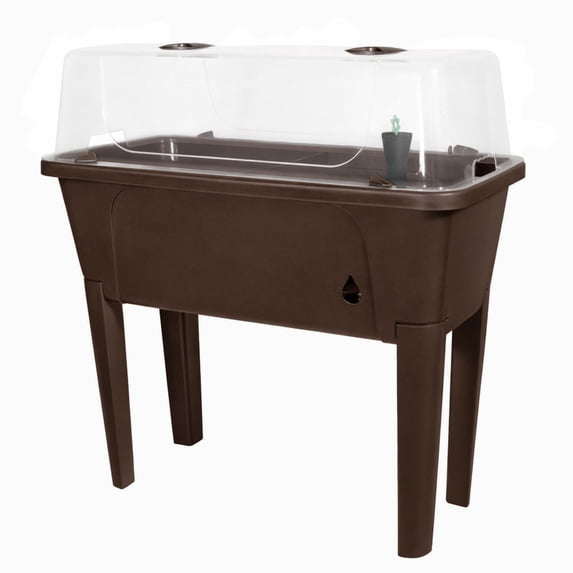 Garden Elements Elevated Self-Watering Garden Bed with Ventilated Grow Dome — Black, 45L