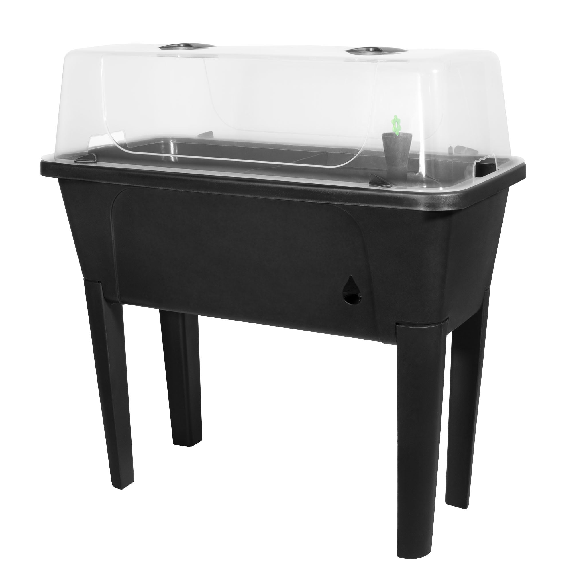 Garden Elements Elevated Self-Watering Garden Bed with Ventilated Grow Dome — Brown, 45L