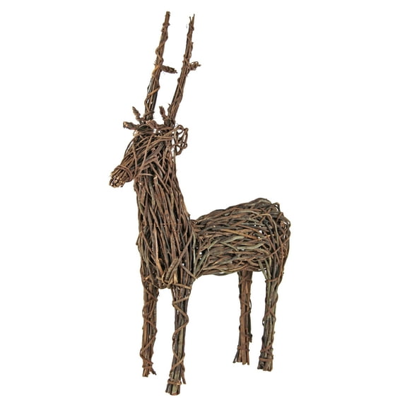 Garden Elements Grapevine Outdoor Christmas Garden Statue Wooden Standing Deer for Lawns, Brown
