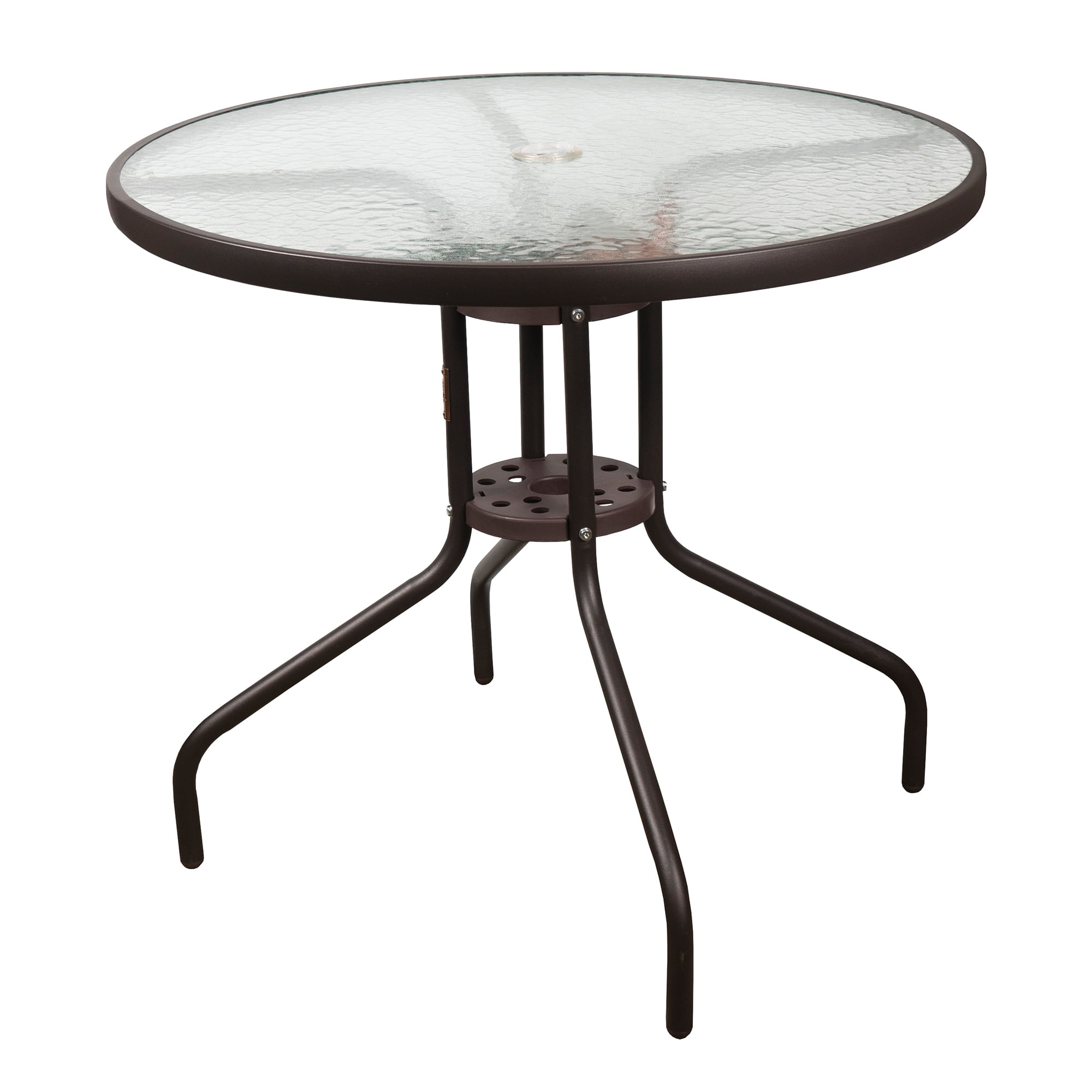 Garden Elements Outdoor Wave Glass Patio Dining Table, Round Steel ...