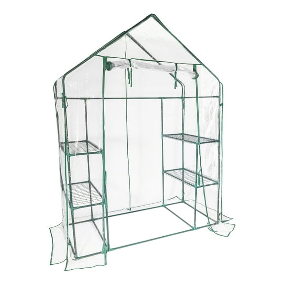 Garden Elements Personal Plastic Indoor/Outdoor Standing Greenhouse for Seed Starting and Propagation, Frost Protection, Unvented, Clear, Medium, 56" x 29" x 77"
