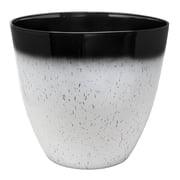 Garden Elements Silhouette Round Garden Planter, White & Black, 15in